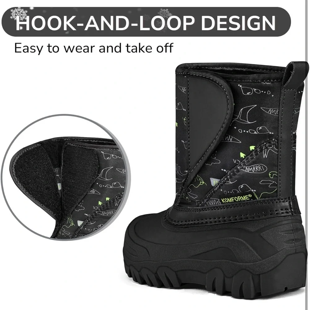 K KomForme Kids Snow Boots Fur Lined Warm Water-resistant Anti-Slip 11/ 711